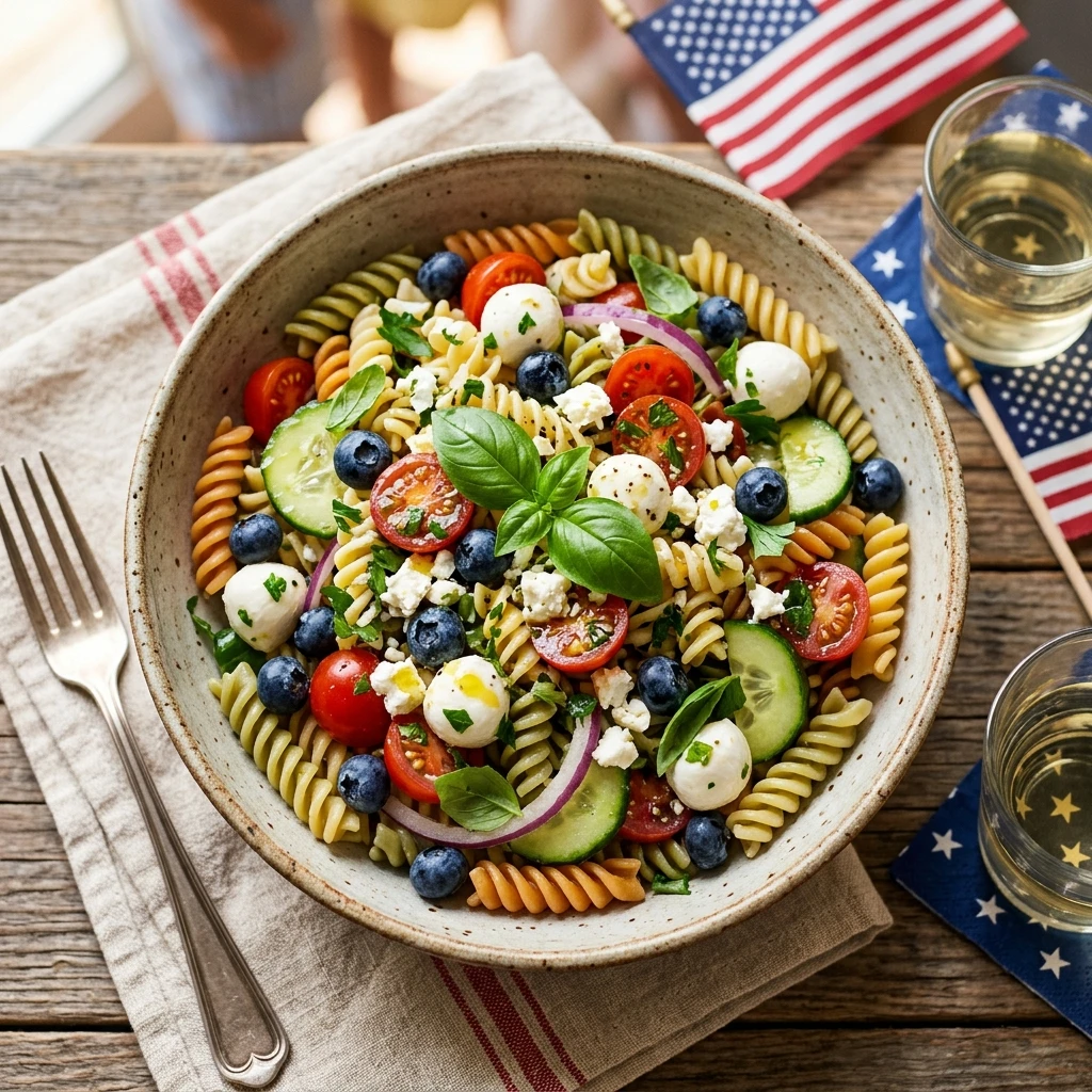 4th of July Red White and Blue Pasta Salad