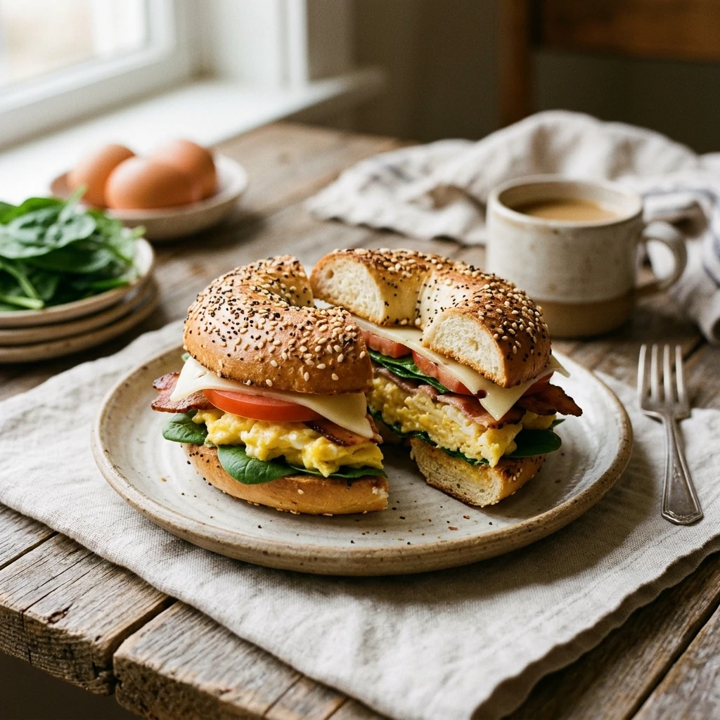 5 Minute High Protein Bagel Sandwich Make Ahead School Morning Easy
