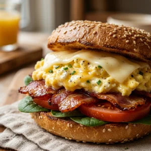 5 Minute High Protein Breakfast Bagels Make Ahead Kids School Morning