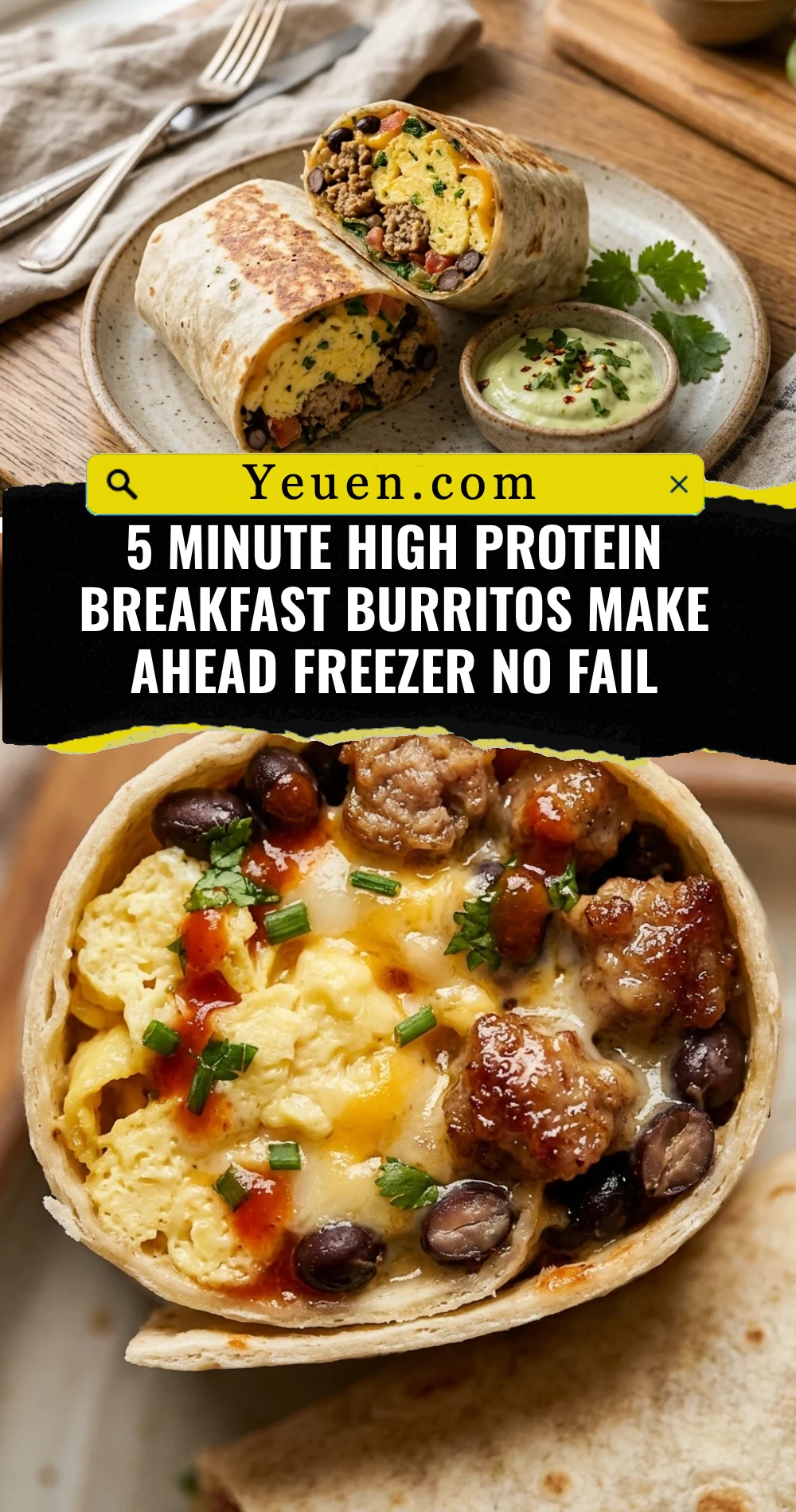 5 Minute High Protein Breakfast Burritos Make Ahead Freezer No Fail