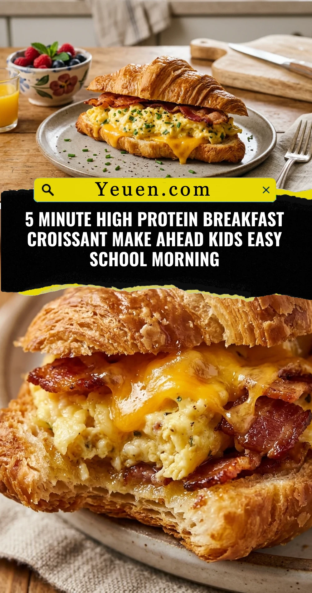 5 Minute High Protein Breakfast Croissant Make Ahead Kids Easy School Morning