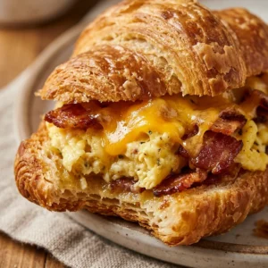 5 Minute High Protein Breakfast Croissant Make Ahead Kids Easy School Morning