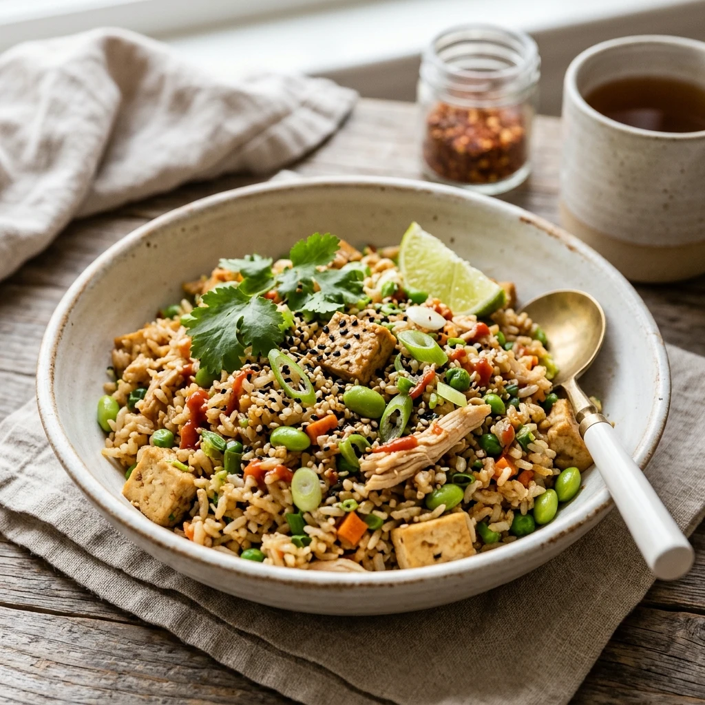 5 Minute High Protein Breakfast Fried Rice Make Ahead No Eggs Needed Easy