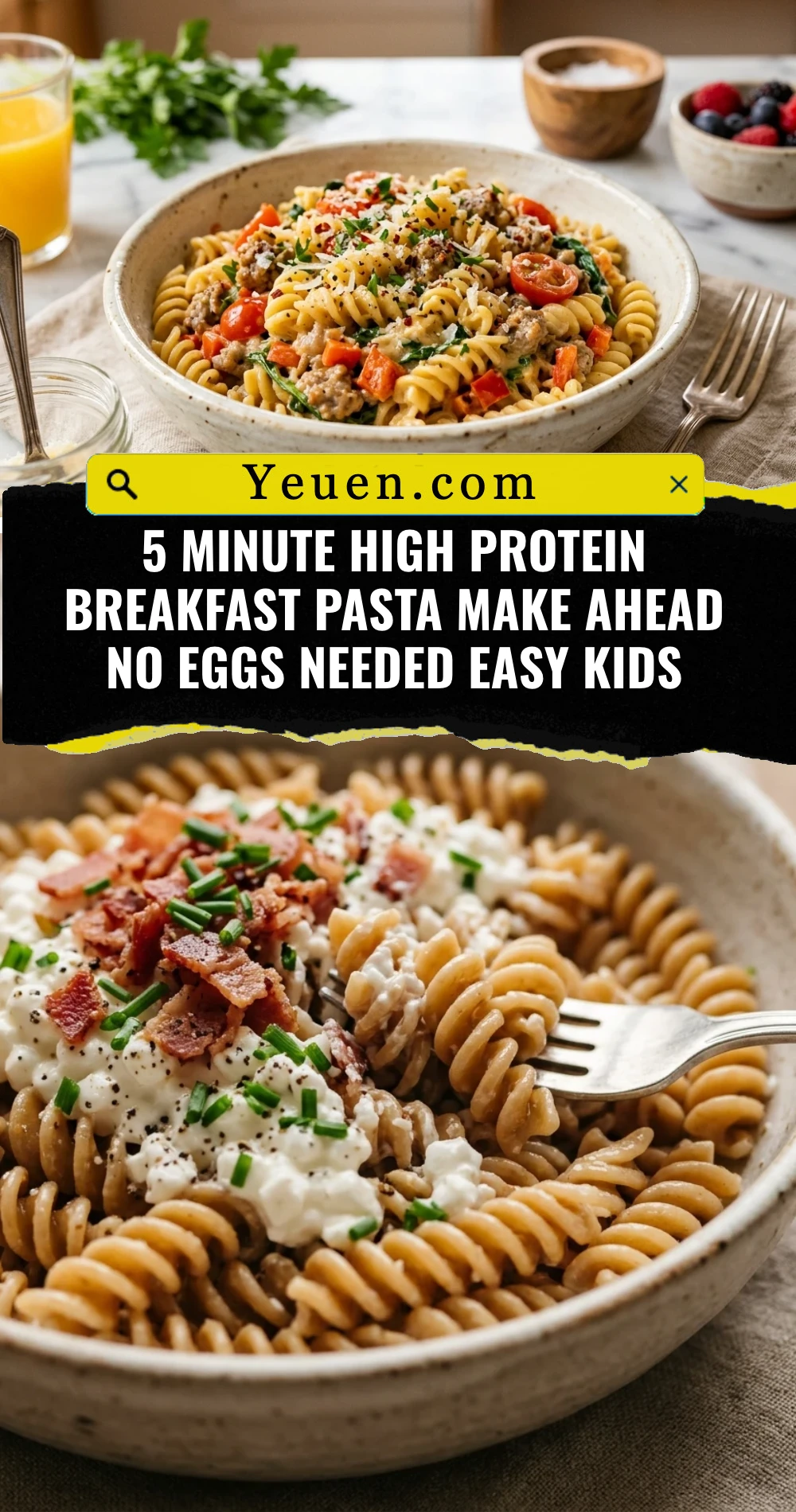 5 Minute High Protein Breakfast Pasta Make Ahead No Eggs Needed Easy Kids
