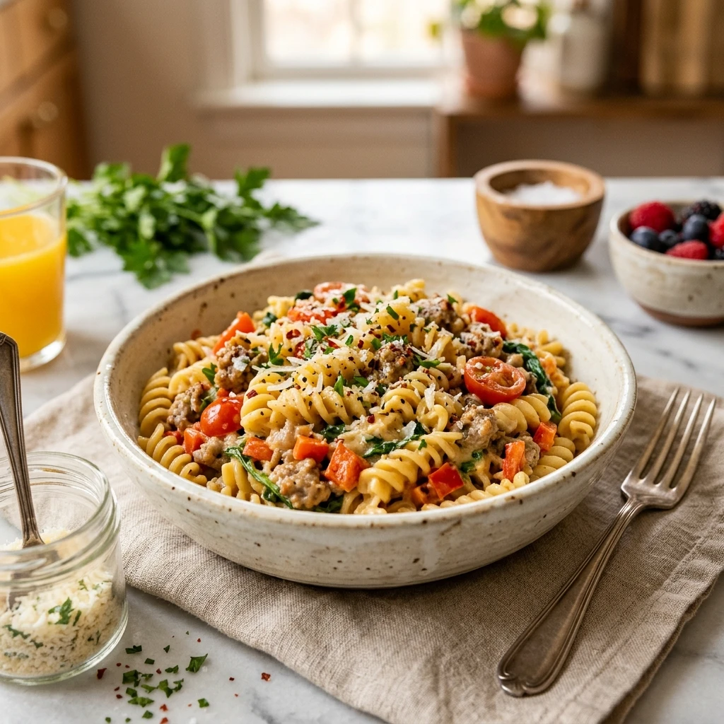 5 Minute High Protein Breakfast Pasta Make Ahead No Eggs Needed Easy Kids