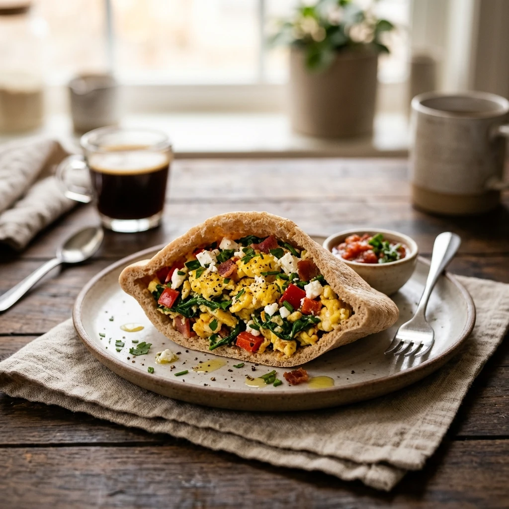 5 Minute High Protein Breakfast Pita Make Ahead No Fail Weight Loss Budget