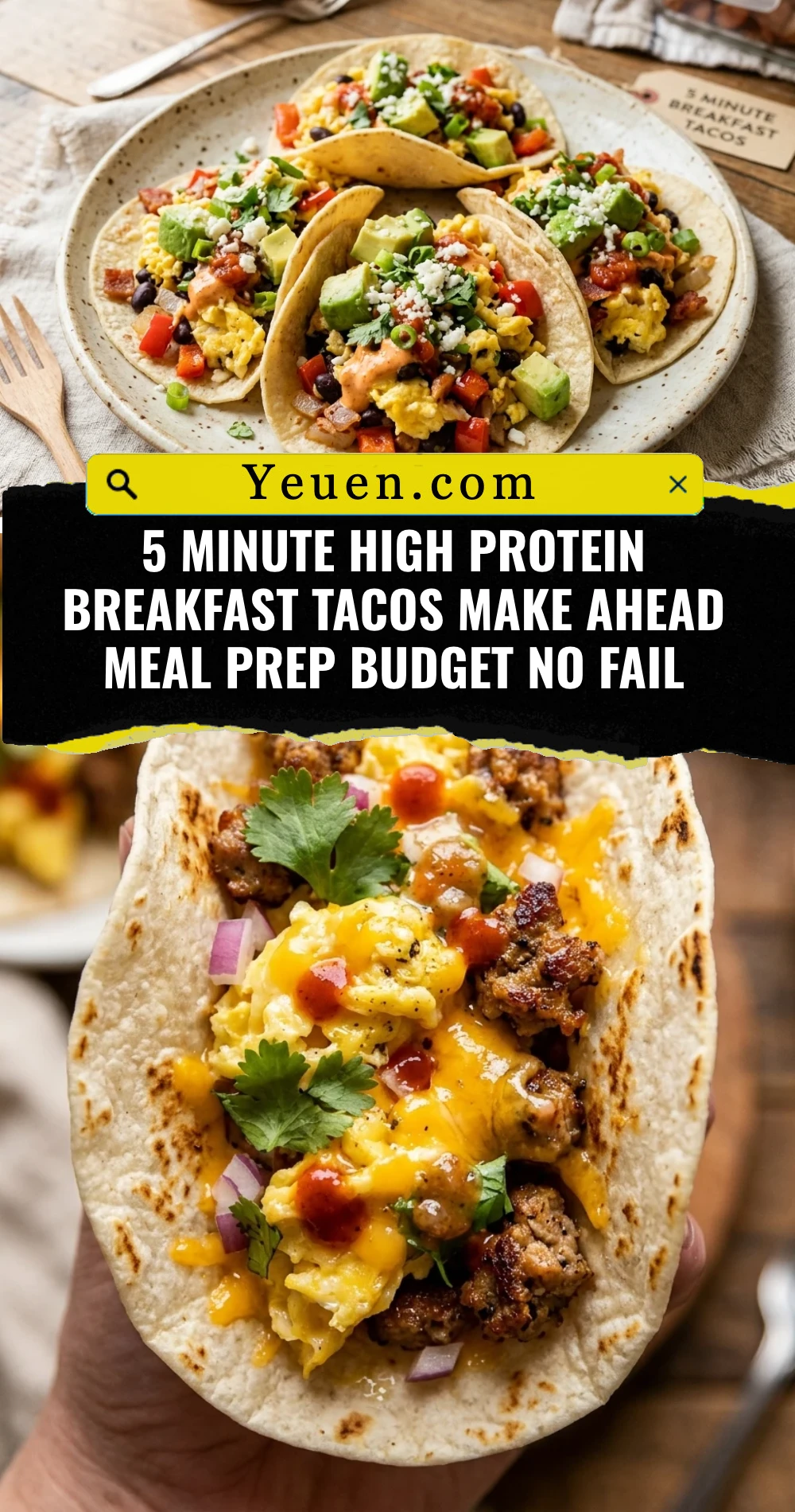 5 Minute High Protein Breakfast Tacos Make Ahead Meal Prep Budget No Fail