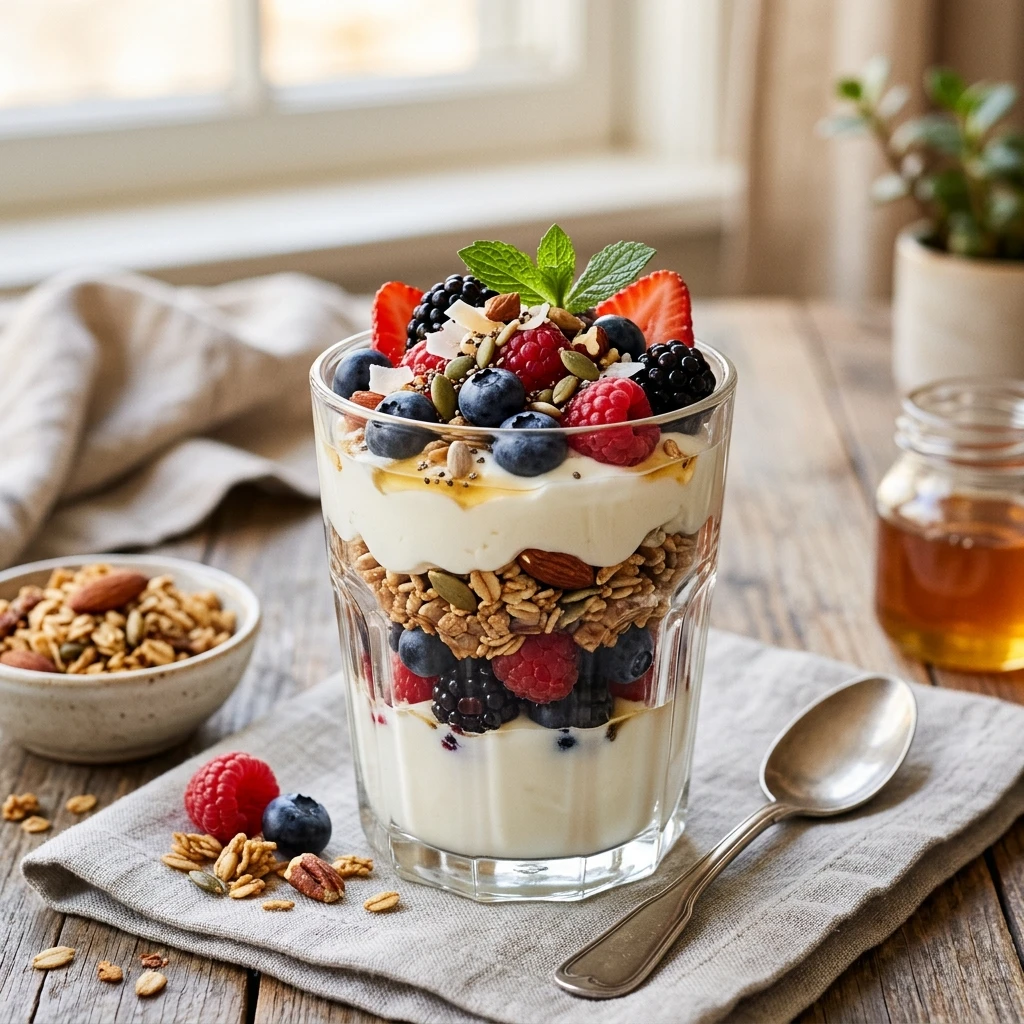 5 Minute High Protein Greek Yogurt Parfait Make Ahead Weight Loss Easy