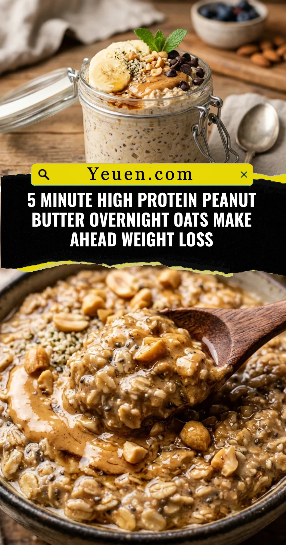 5 Minute High Protein Peanut Butter Overnight Oats Make Ahead Weight Loss