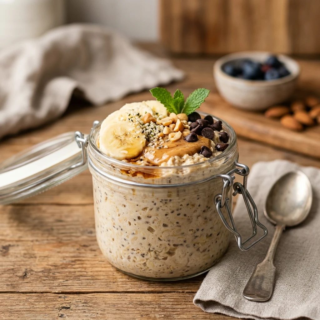 5 Minute High Protein Peanut Butter Overnight Oats Make Ahead Weight Loss