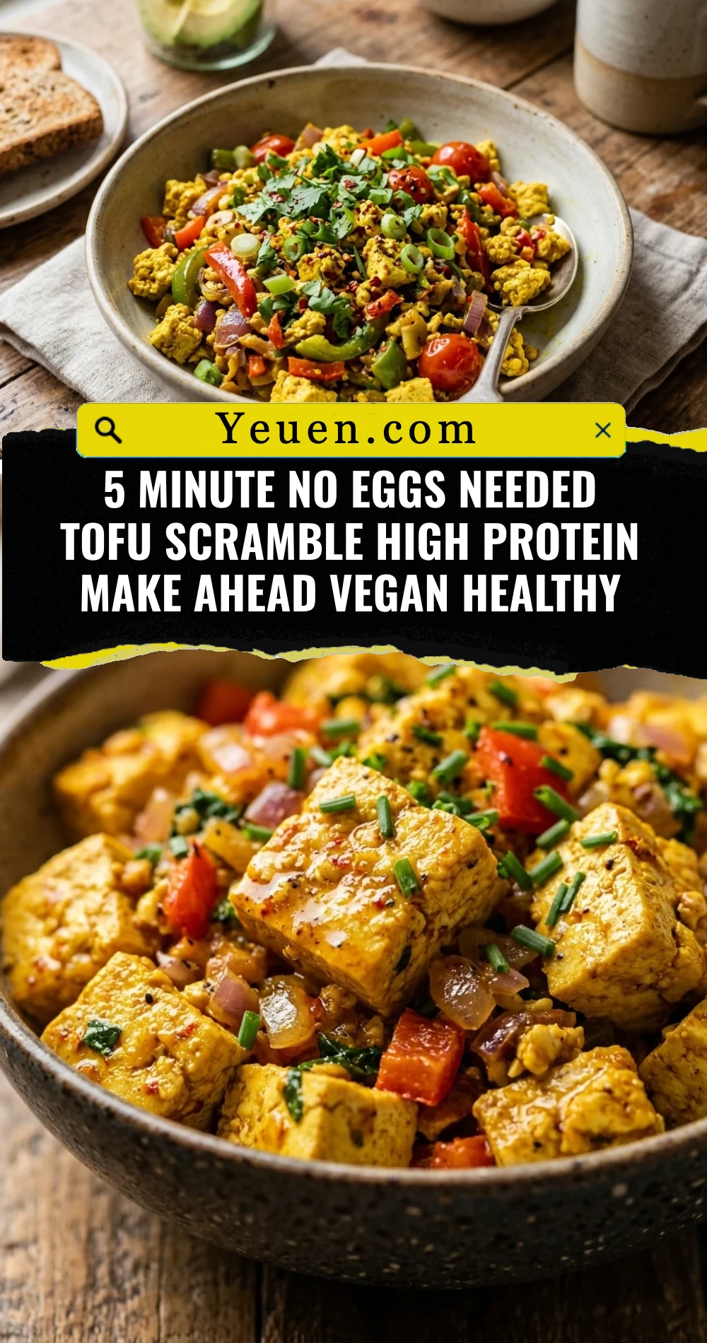 5 Minute No Eggs Needed Tofu Scramble High Protein Make Ahead Vegan Healthy