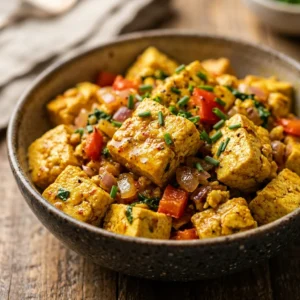 5 Minute No Eggs Needed Tofu Scramble High Protein Make Ahead Vegan Healthy