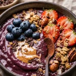 Acai Chocolate Smoothie Bowl Thick Creamy Superfood Granola Fruit Healthy Dessert Viral