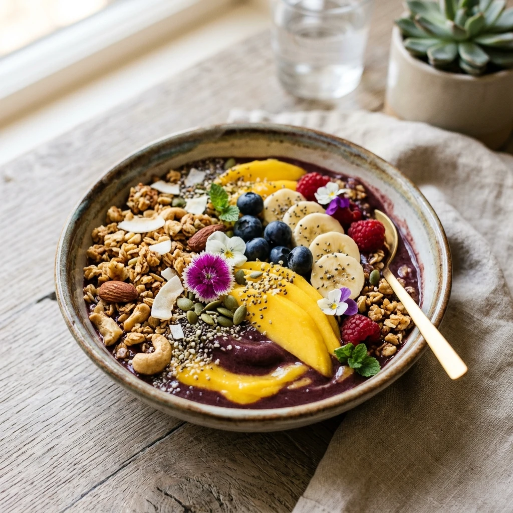 Acai Mango Smoothie Bowl Thick Creamy Tropical Superfood Granola Fruit Viral Healthy