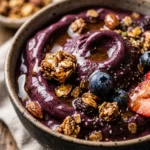 Acai Smoothie Bowl With Granola And Honey Thick Creamy Superfood Healthy Viral