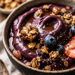 Acai Smoothie Bowl With Granola And Honey Thick Creamy Superfood Healthy Viral