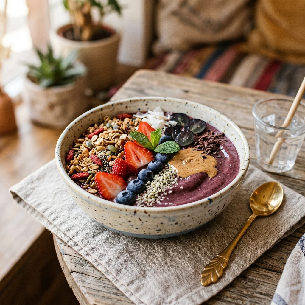 Acai Strawberry Smoothie Bowl Thick Creamy Superfood Granola Fruit Viral Healthy
