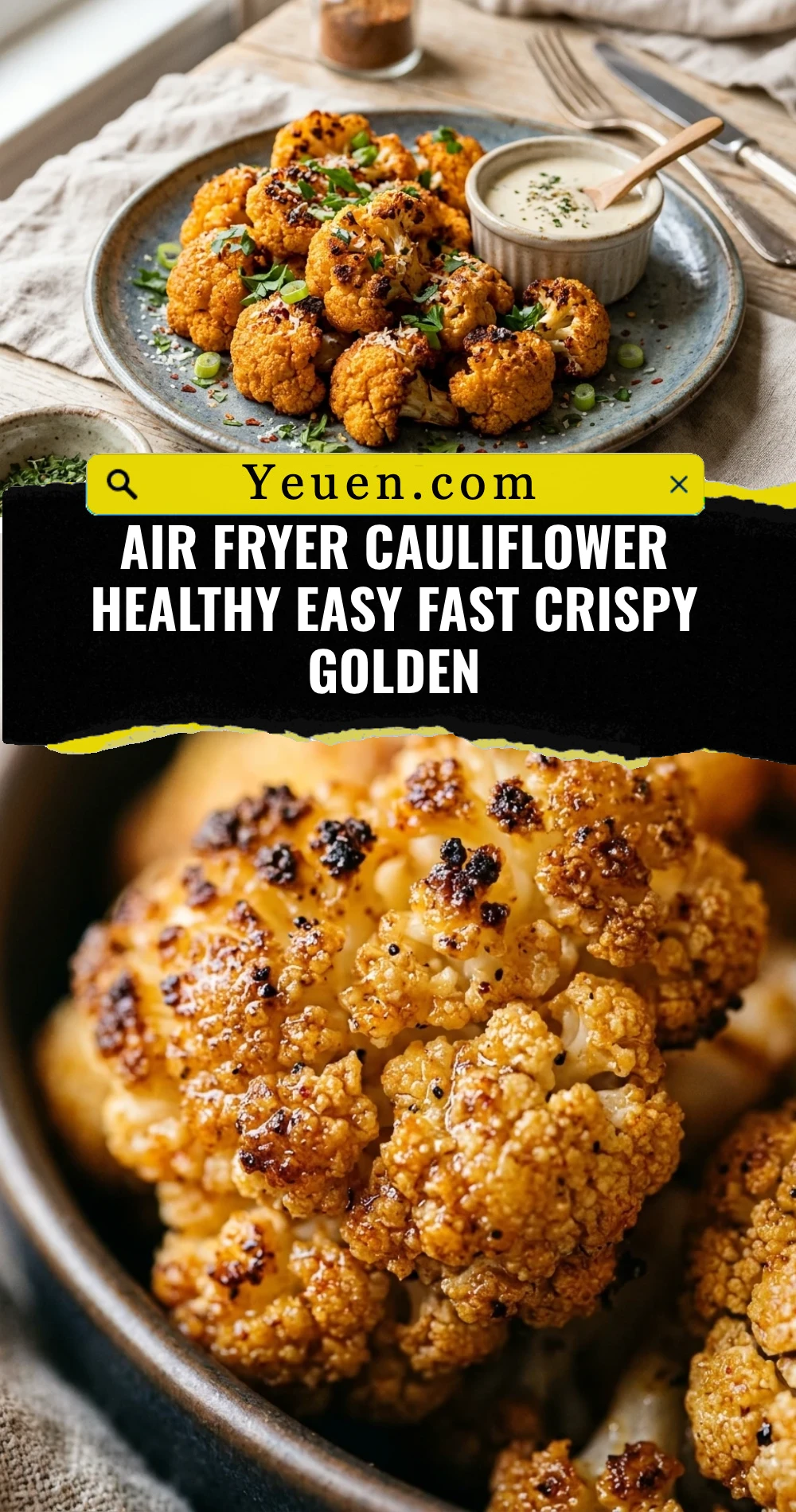 Air Fryer Cauliflower Healthy Easy Fast Crispy Golden