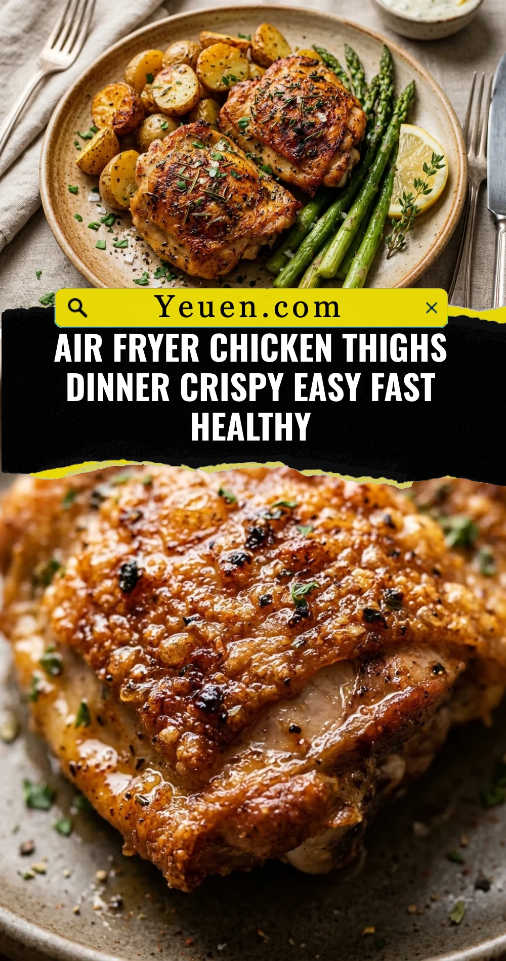 Air Fryer Chicken Thighs Dinner Crispy Easy Fast Healthy