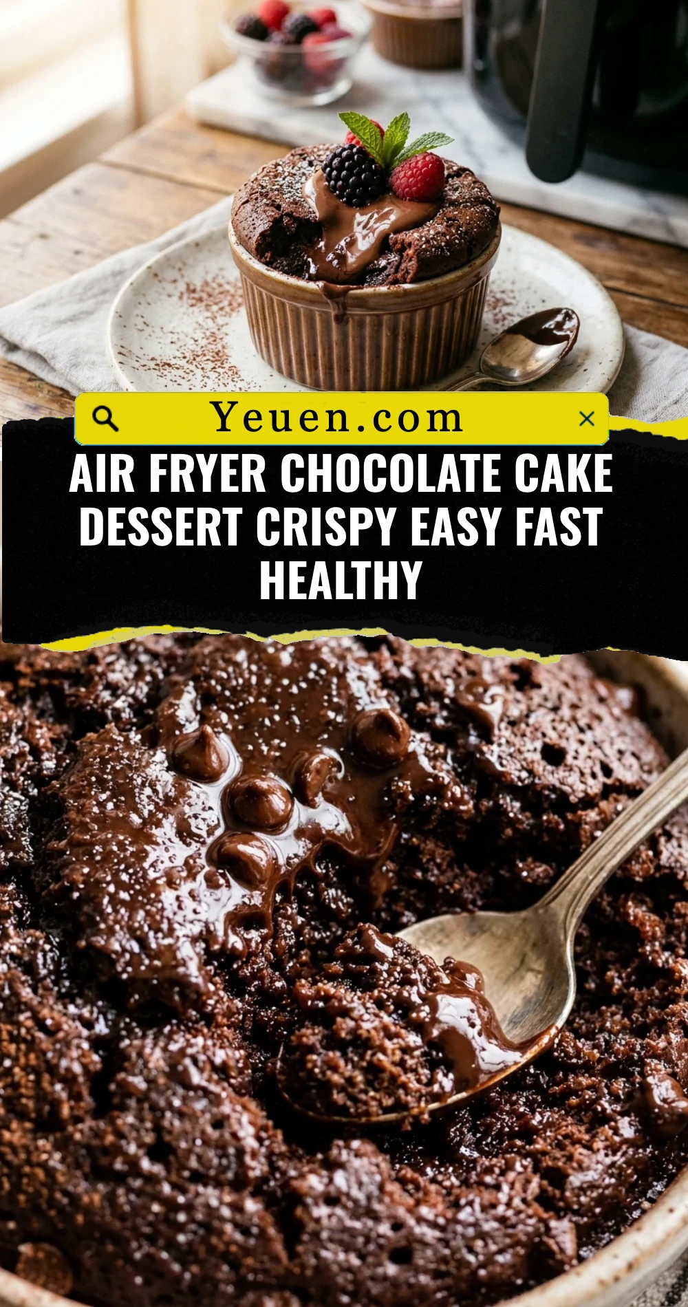 Air Fryer Chocolate Cake Dessert Crispy Easy Fast Healthy