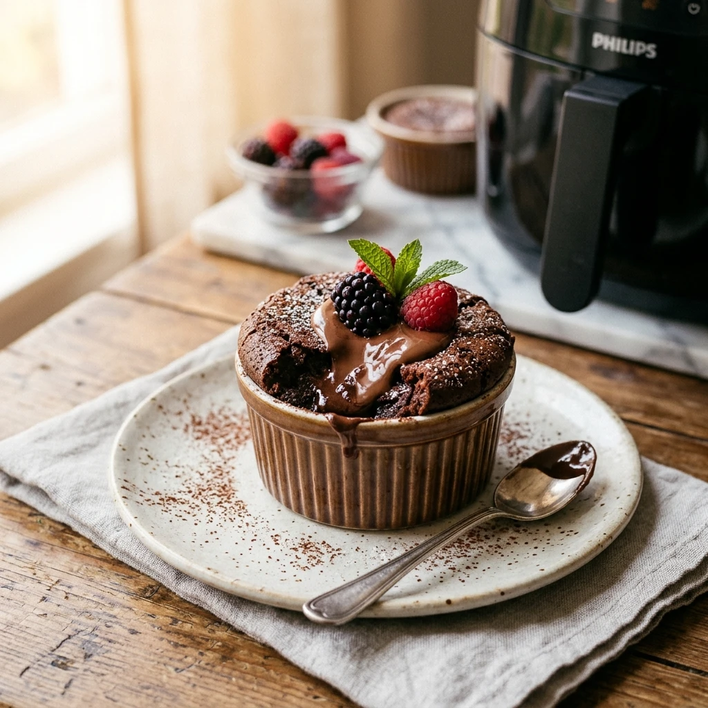 Air Fryer Chocolate Cake Dessert Crispy Easy Fast Healthy