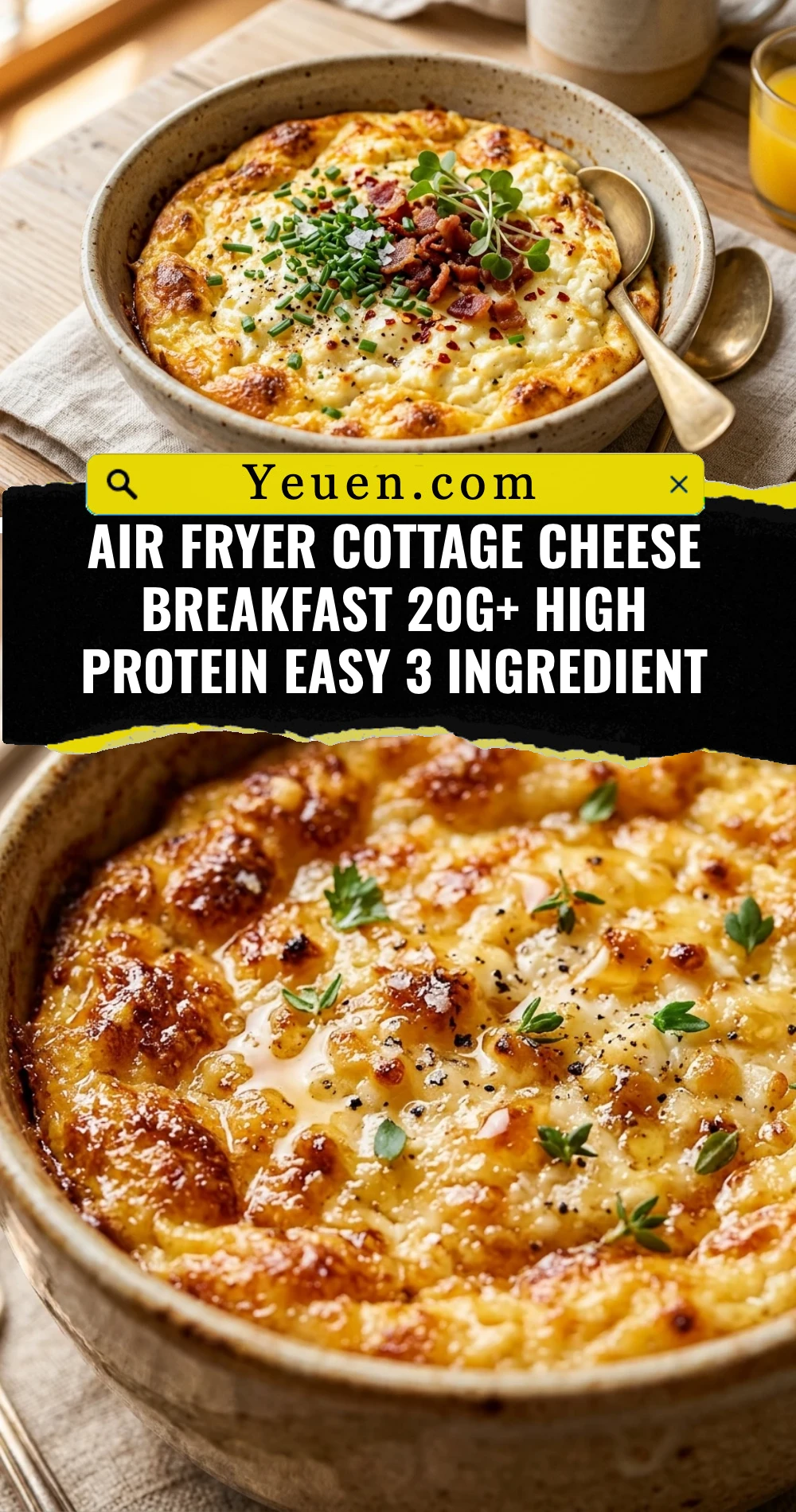 Air Fryer Cottage Cheese Breakfast 20g+ High Protein Easy 3 Ingredient