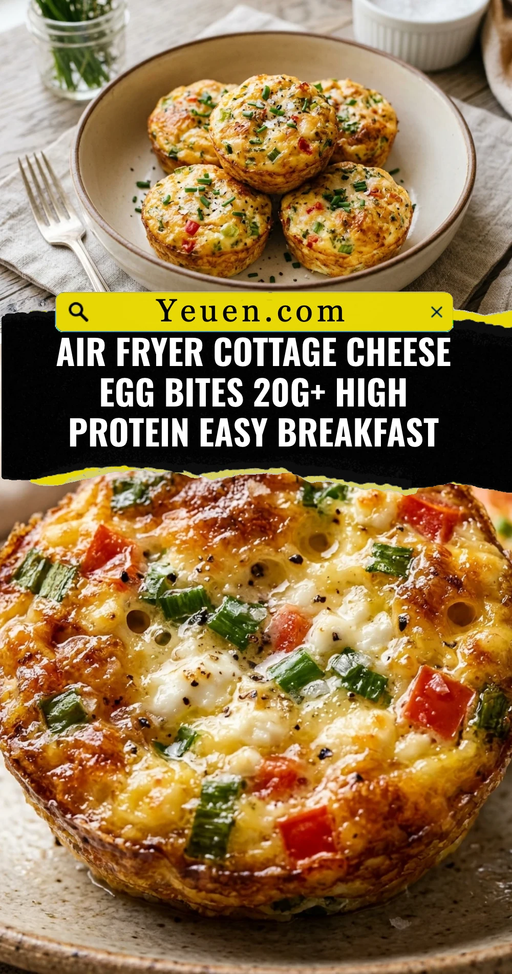 Air Fryer Cottage Cheese Egg Bites 20g+ High Protein Easy Breakfast