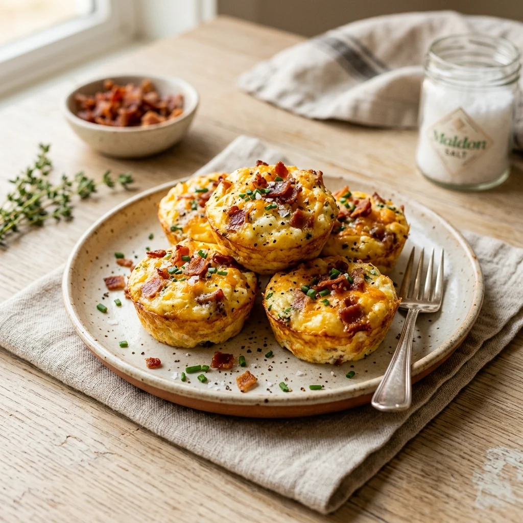 Air Fryer Cottage Cheese Egg Bites Bacon High Protein