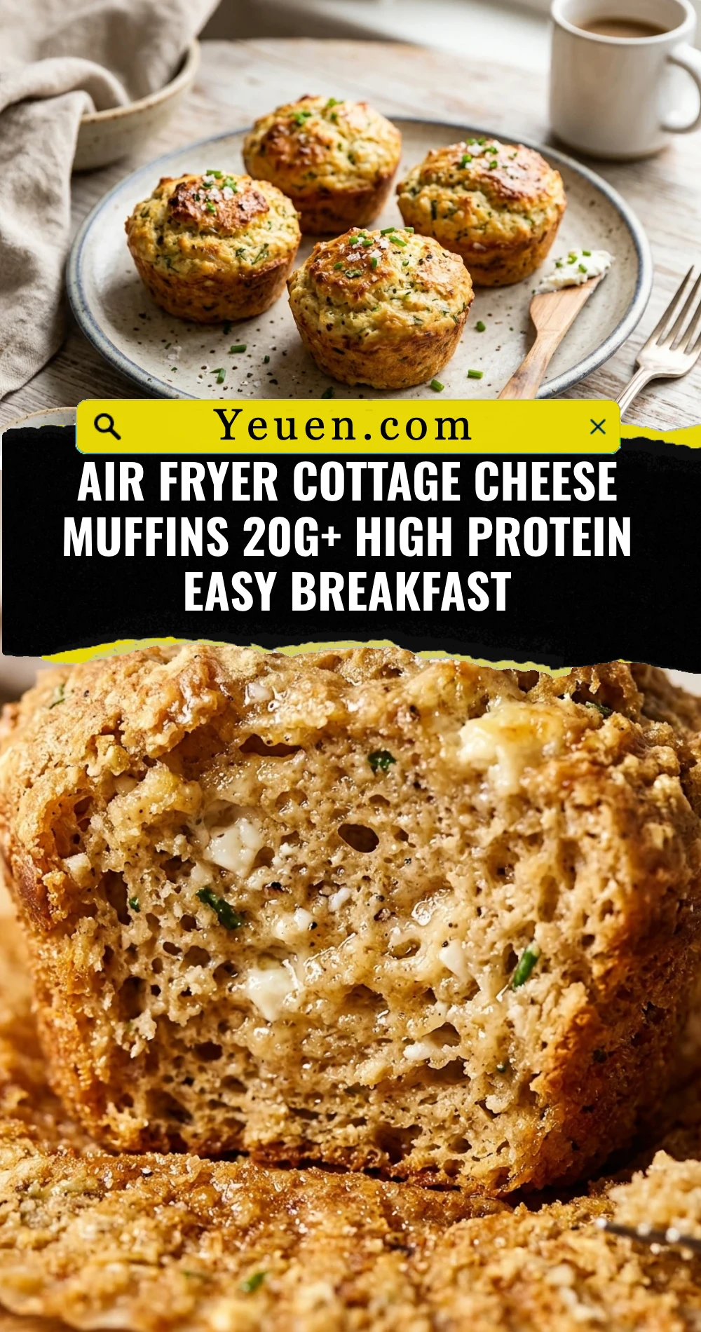 Air Fryer Cottage Cheese Muffins 20g+ High Protein Easy Breakfast