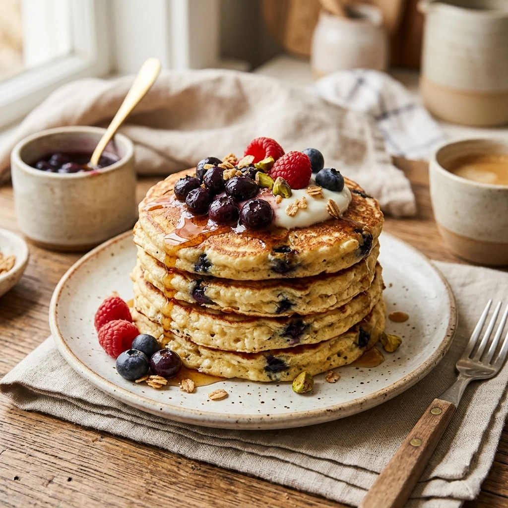 Air Fryer Cottage Cheese Pancakes 20g+ High Protein Easy Breakfast