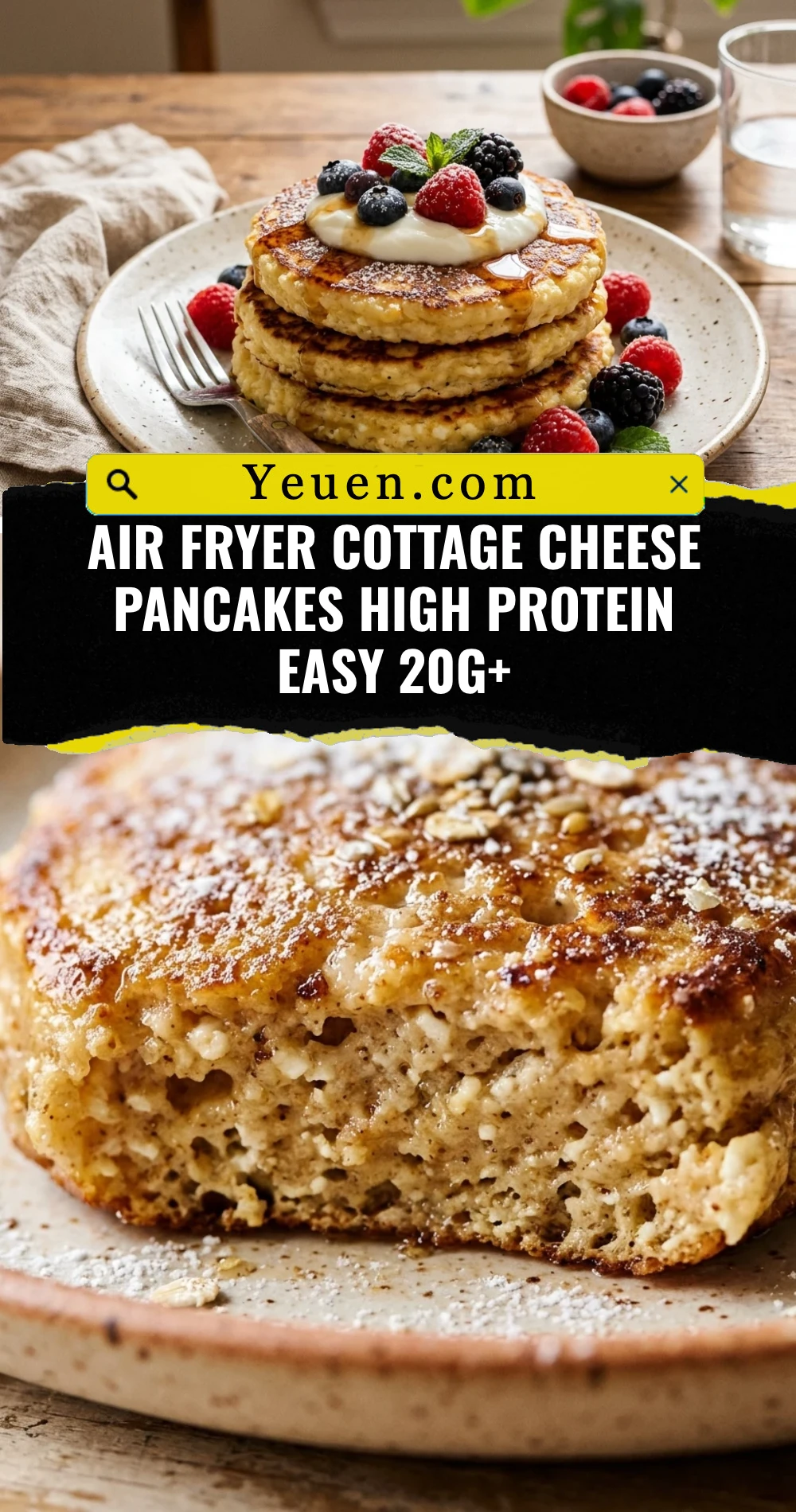 Air Fryer Cottage Cheese Pancakes High Protein Easy 20g+