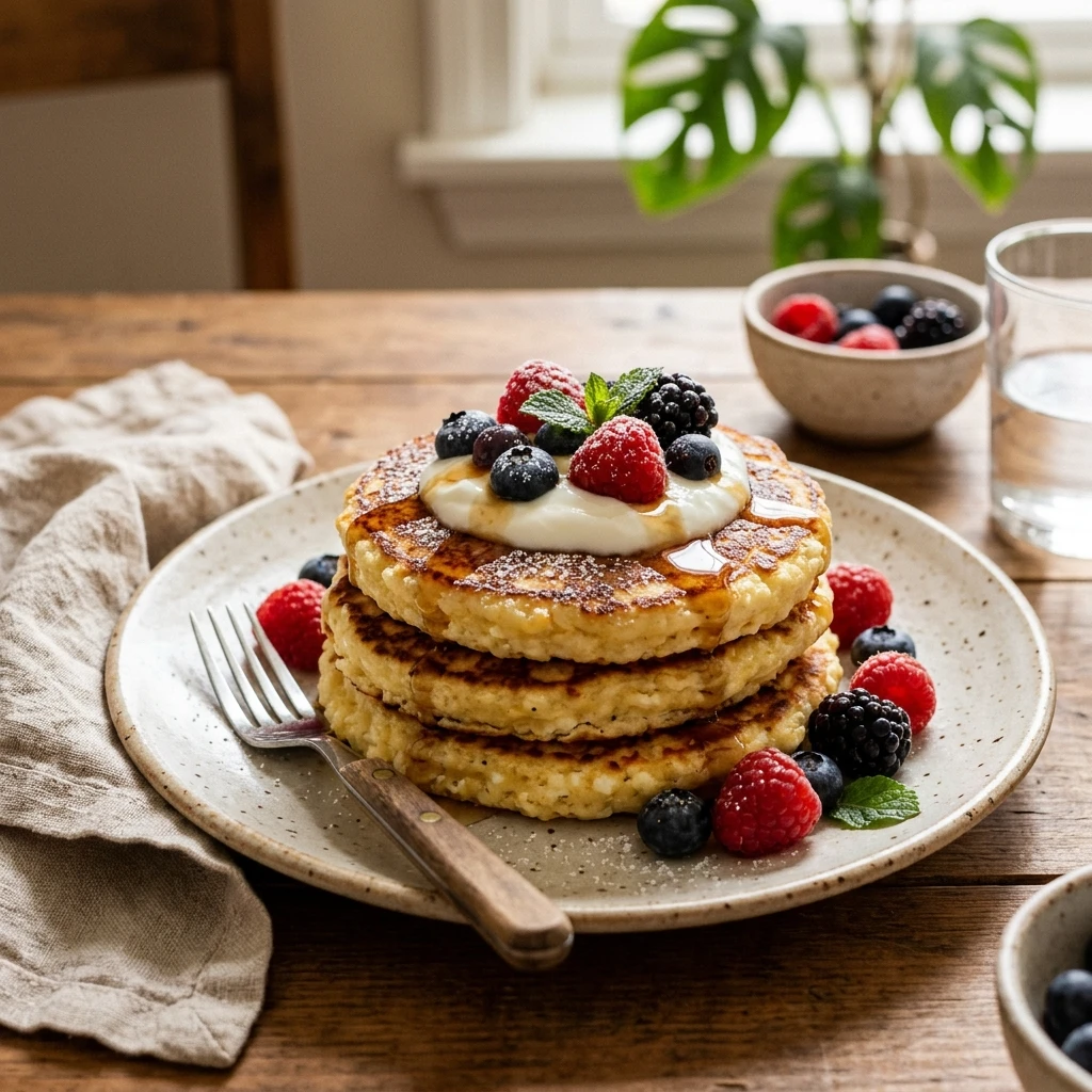 Air Fryer Cottage Cheese Pancakes High Protein Easy 20g+