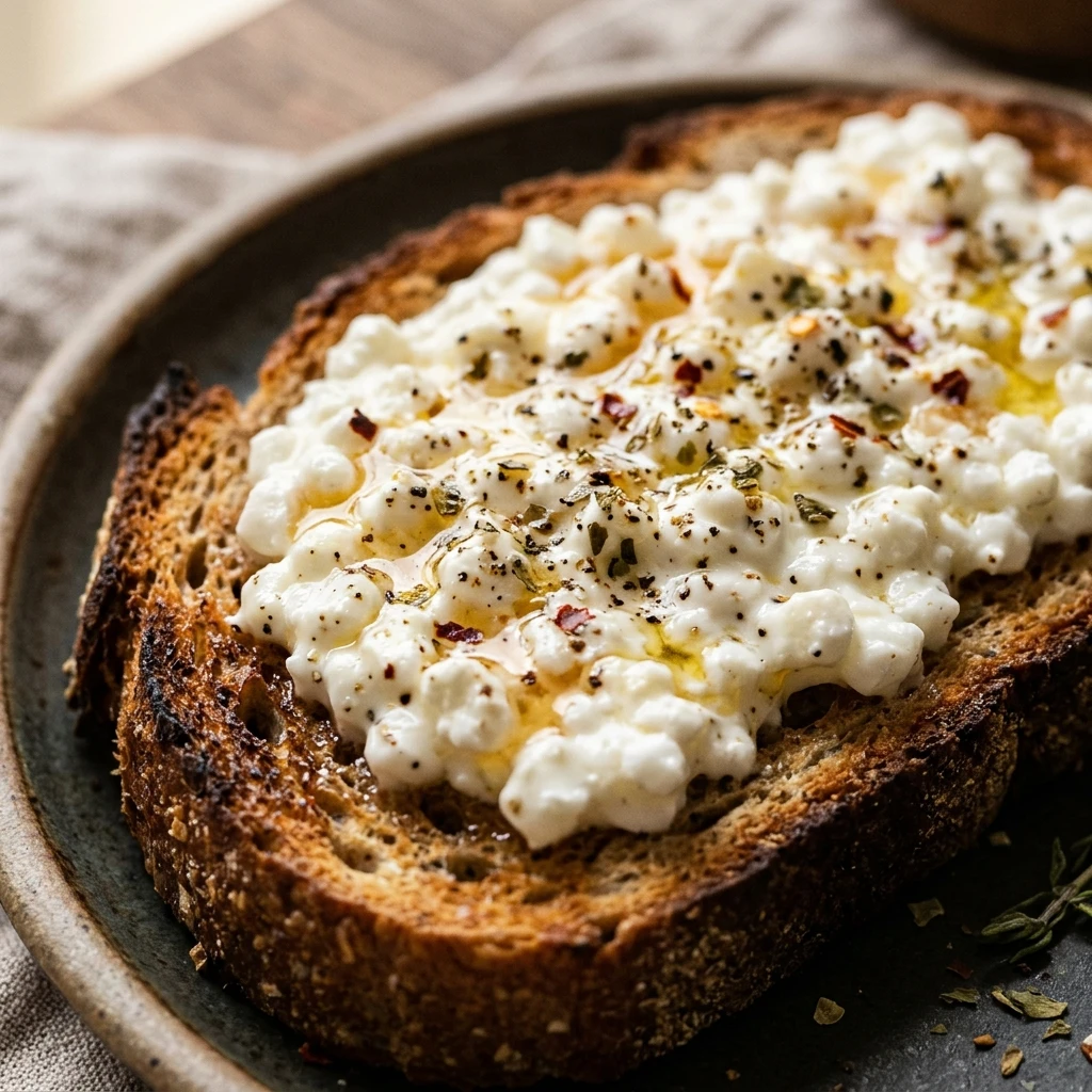 Air Fryer Cottage Cheese Toast 20g+ High Protein Easy Breakfast