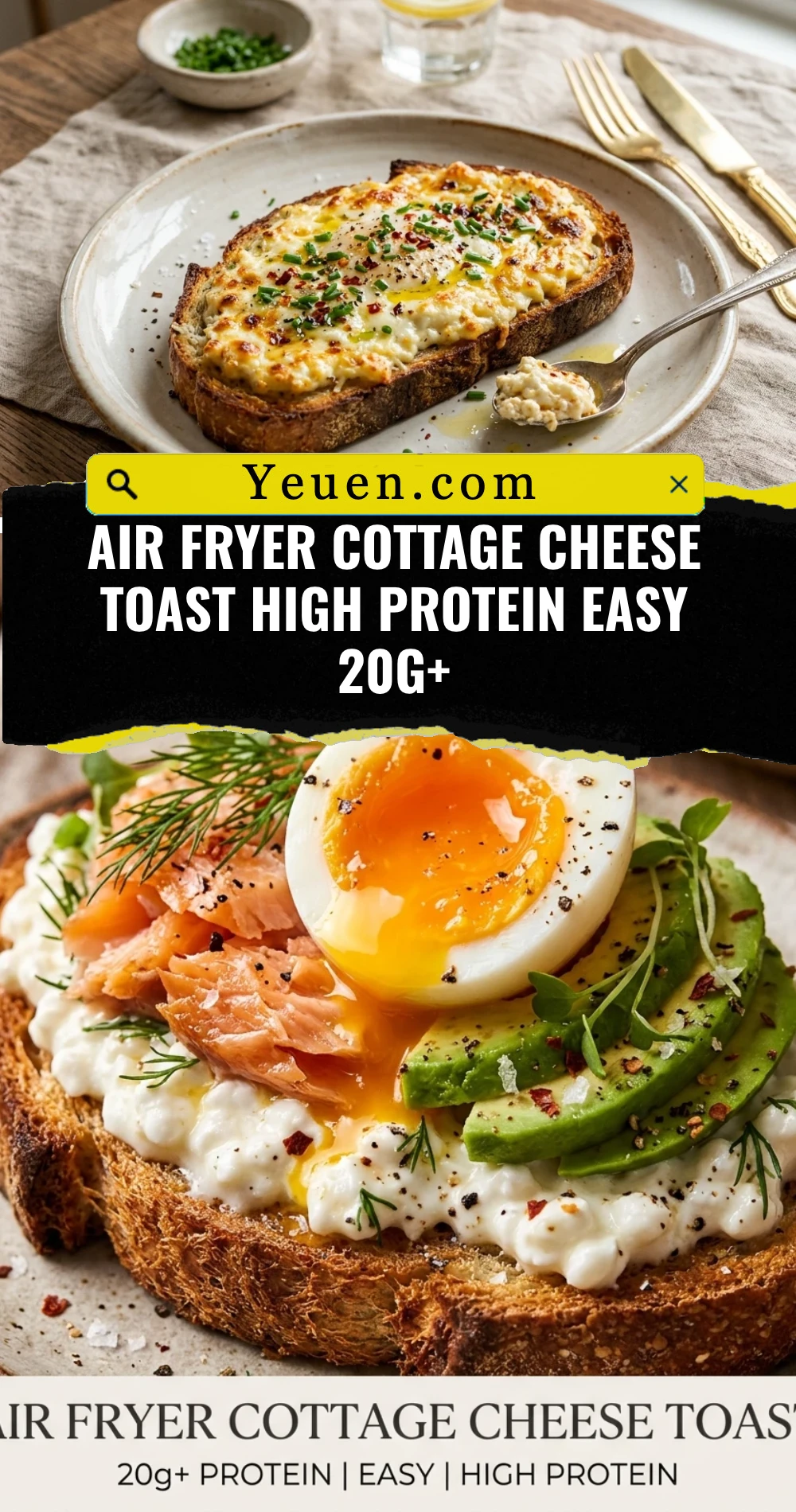 Air Fryer Cottage Cheese Toast High Protein Easy 20g+