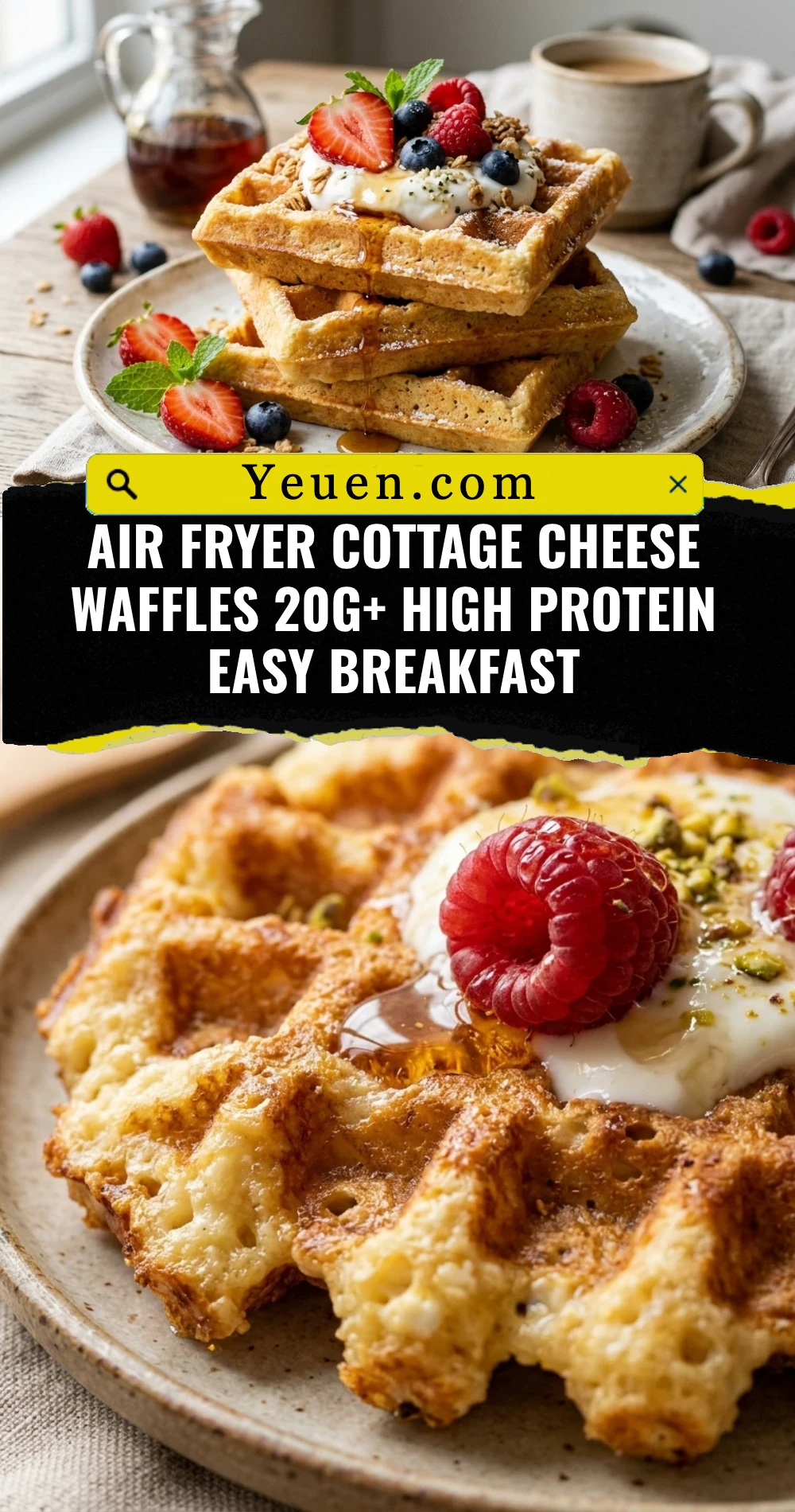 Air Fryer Cottage Cheese Waffles 20g+ High Protein Easy Breakfast
