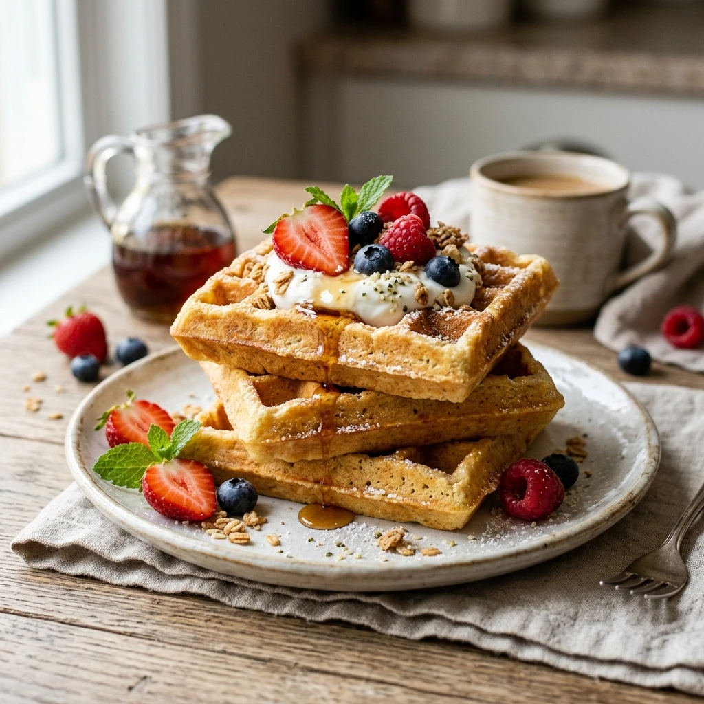Air Fryer Cottage Cheese Waffles 20g+ High Protein Easy Breakfast