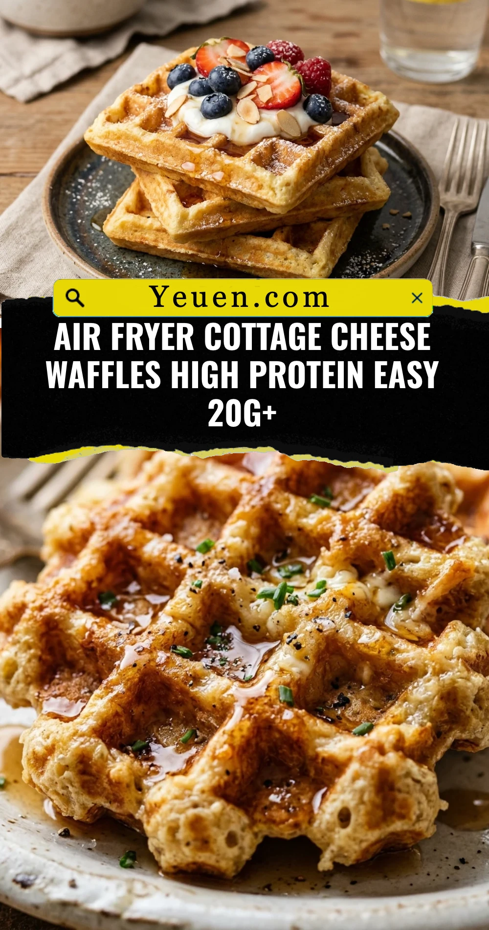 Air Fryer Cottage Cheese Waffles High Protein Easy 20g+