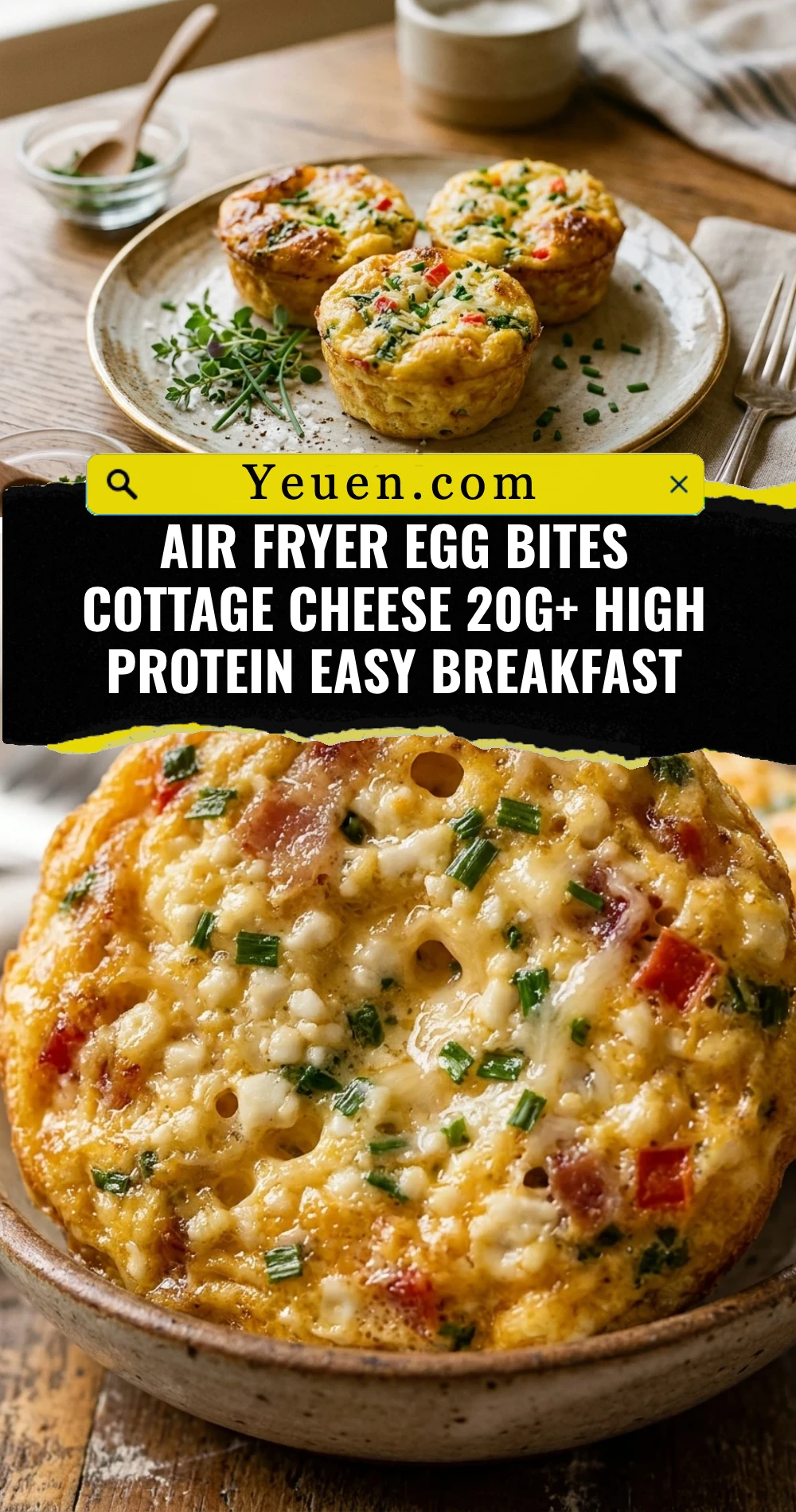 Air Fryer Egg Bites Cottage Cheese 20g+ High Protein Easy Breakfast