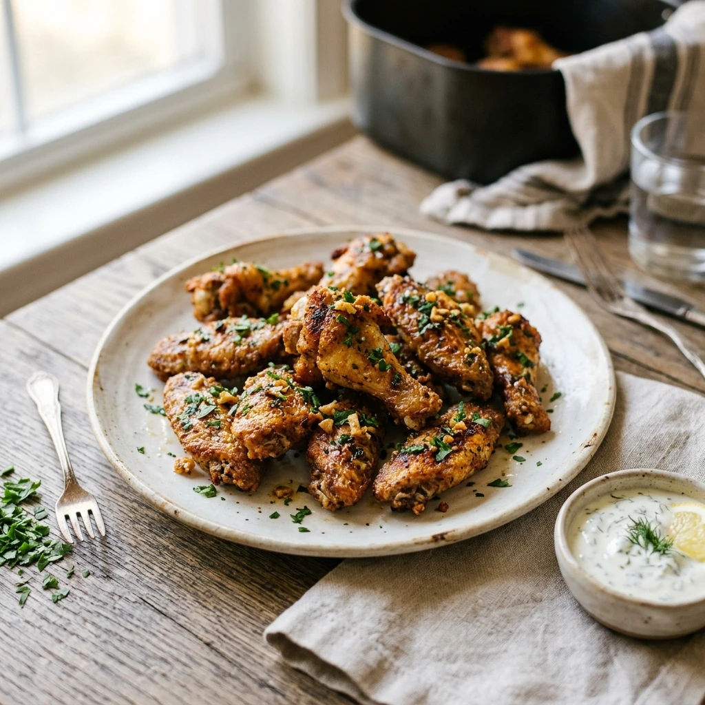 Air Fryer Garlic Wings Crispy Golden Easy Fast Healthy