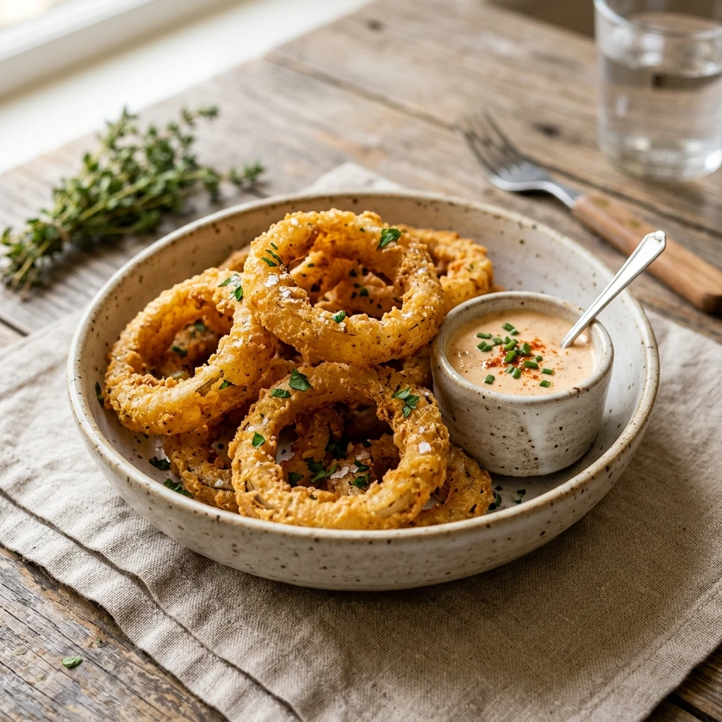 Air Fryer Onion Rings Snack Crispy Easy Fast Healthy