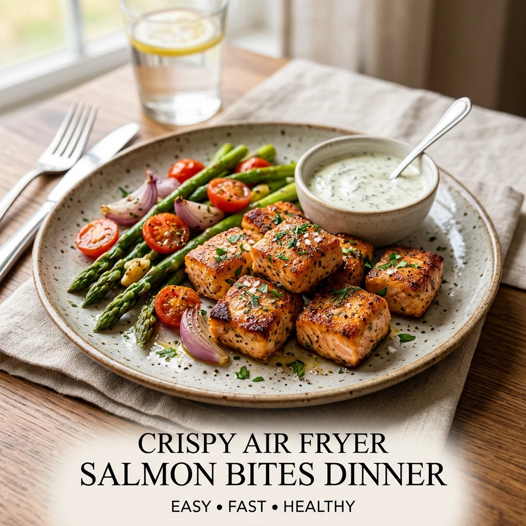 Air Fryer Salmon Bites Dinner Crispy Easy Fast Healthy