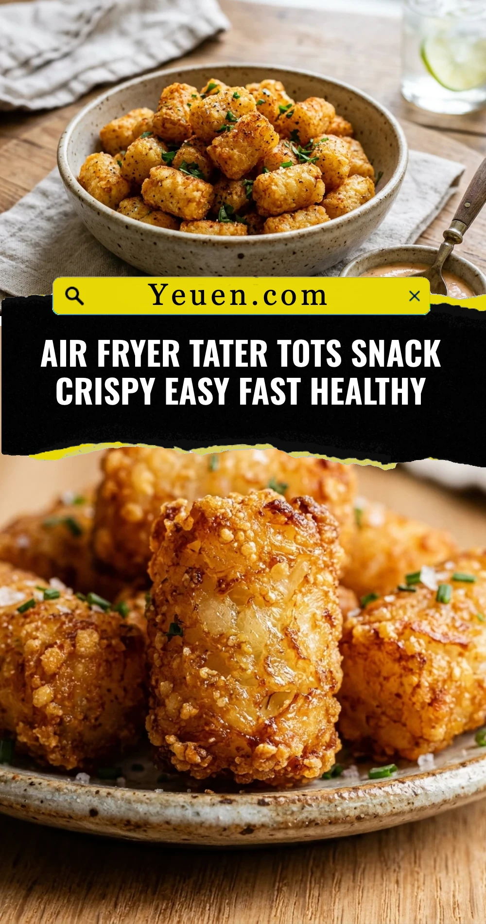 Air Fryer Tater Tots Snack Crispy Easy Fast Healthy