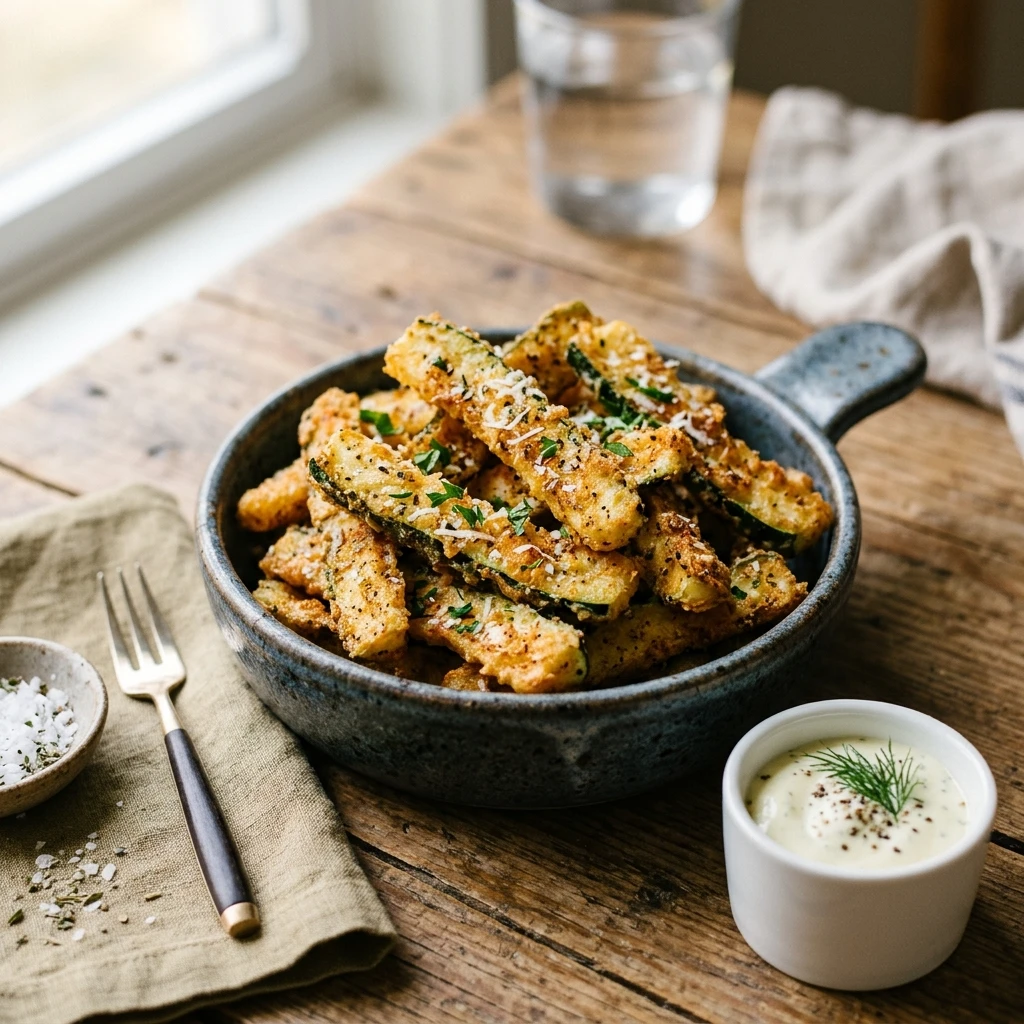 Air Fryer Zucchini Healthy Easy Fast Crispy Golden
