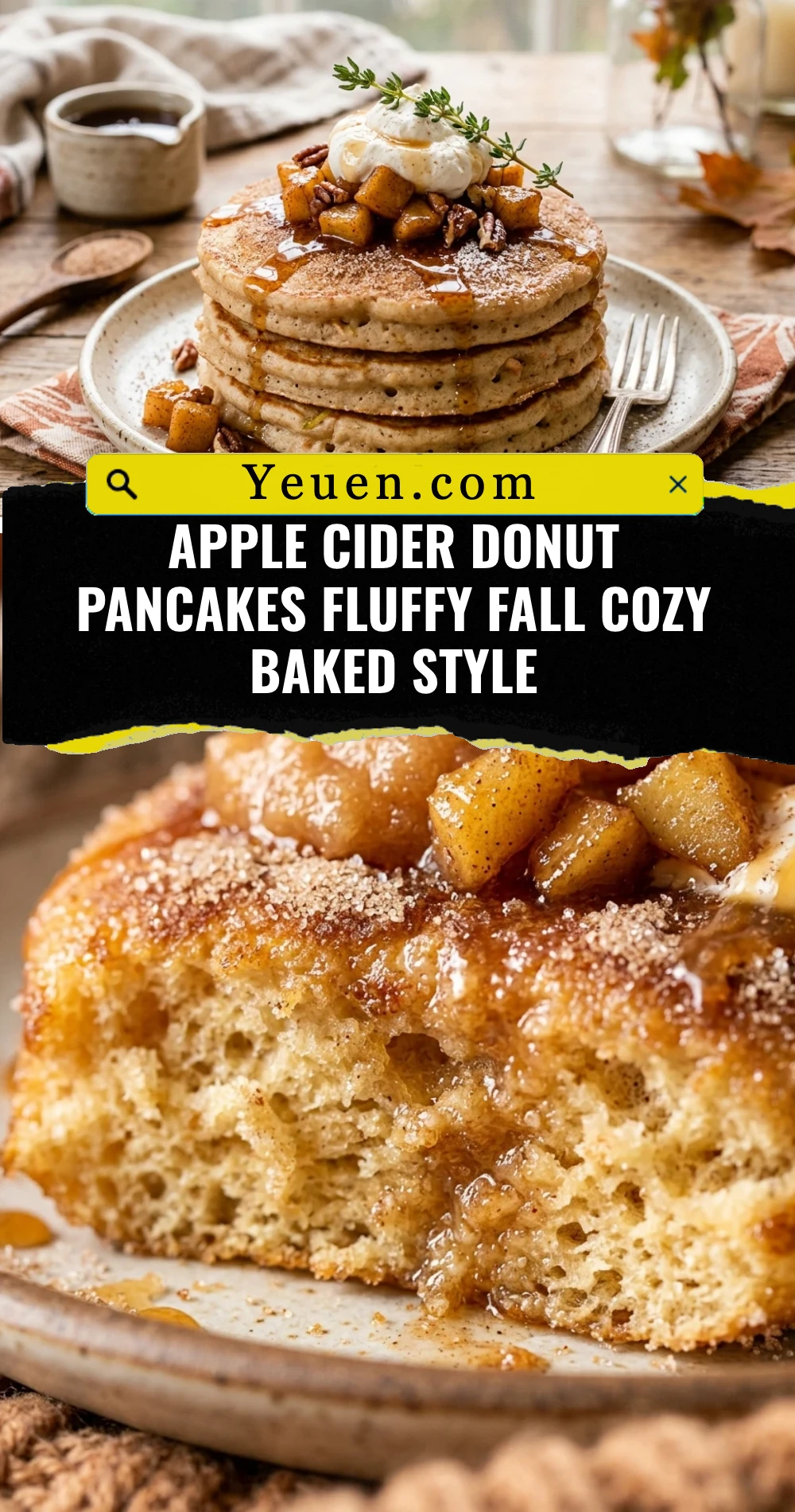 Apple Cider Donut Pancakes Fluffy Fall Cozy Baked Style