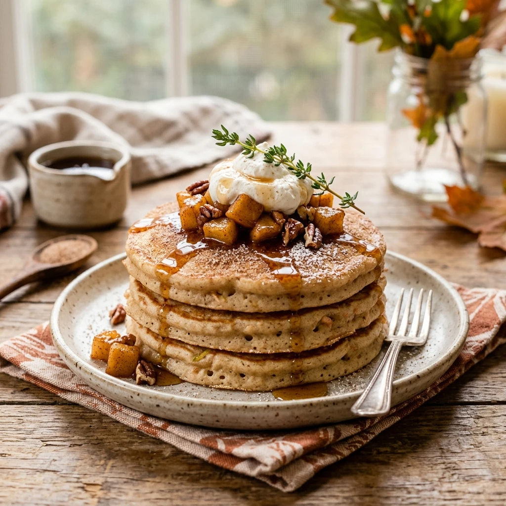 Apple Cider Donut Pancakes Fluffy Fall Cozy Baked Style