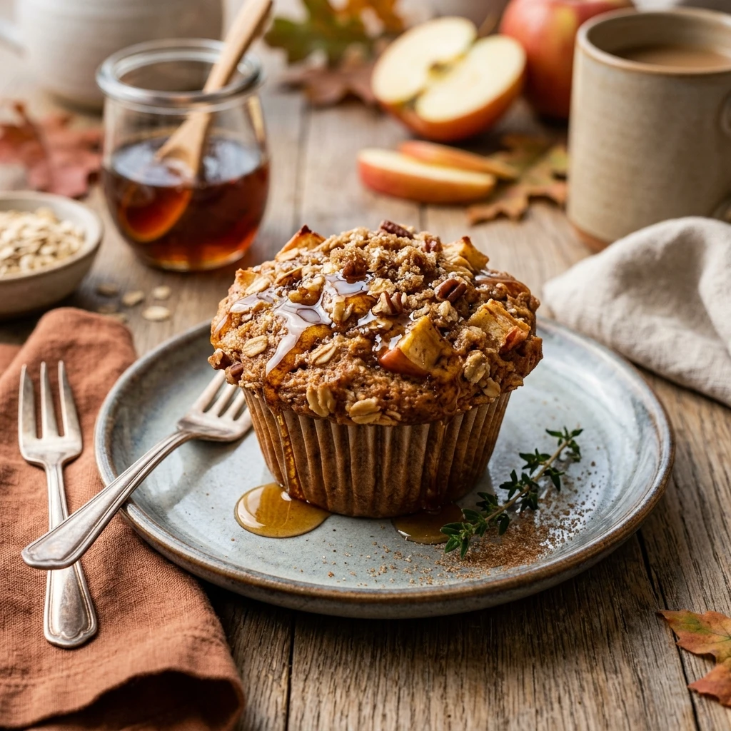 Apple Cinnamon Oatmeal Muffins With Maple Syrup Fall