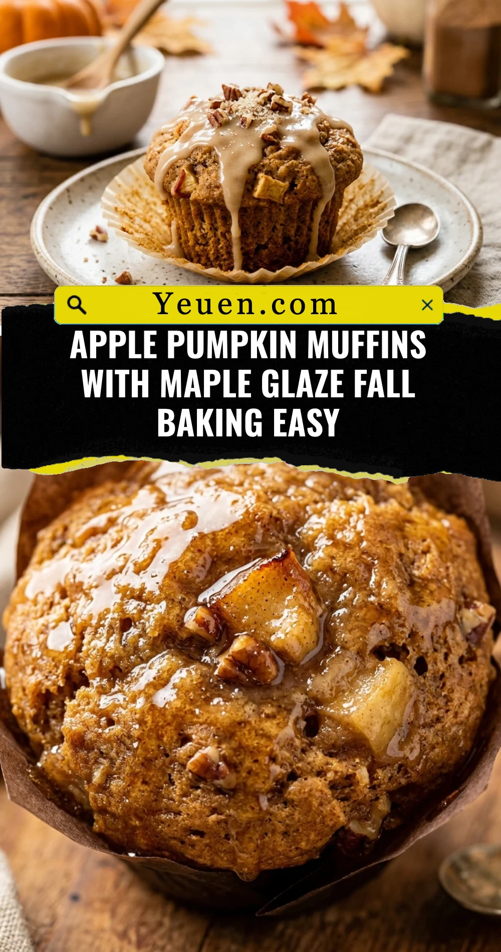 Apple Pumpkin Muffins With Maple Glaze Fall Baking Easy