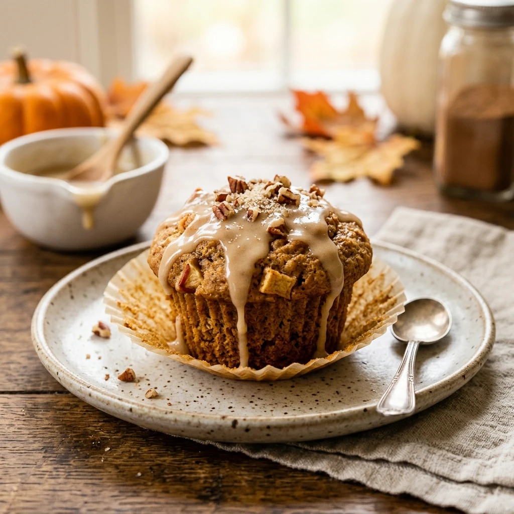 Apple Pumpkin Muffins With Maple Glaze Fall Baking Easy