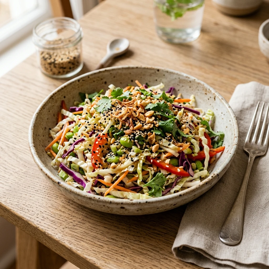 Asian Cabbage Slaw Crunchy Sesame No Mayo Budget 2026 Healthy Easy