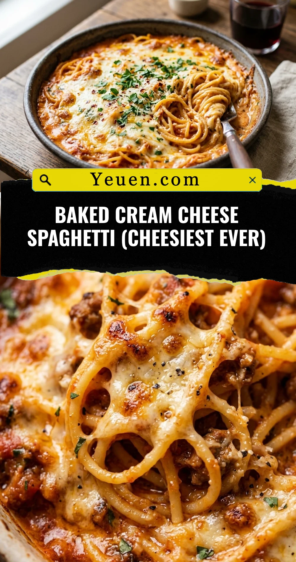 Baked Cream Cheese Spaghetti (Cheesiest Ever)